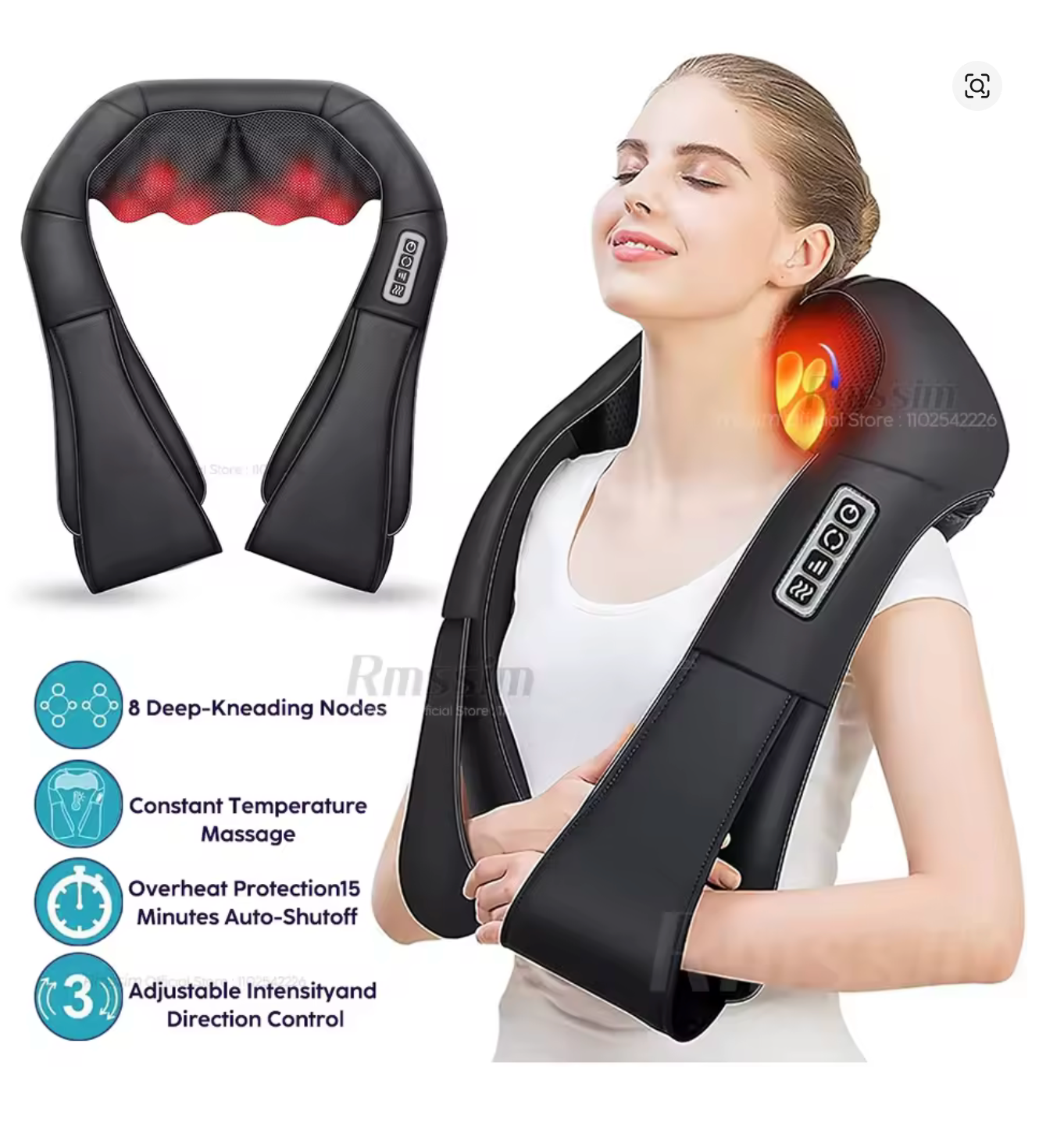Shiatsu Neck & Shoulder Massager with Heat – Deep Tissue Pain Relief