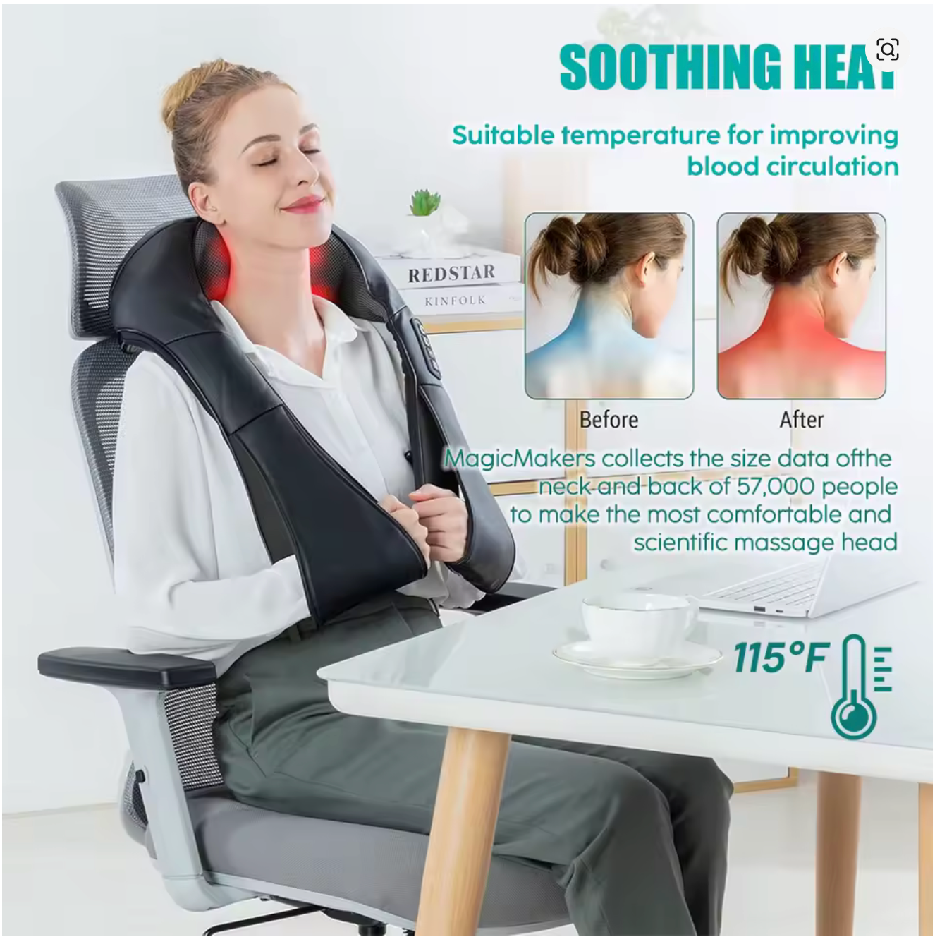 Shiatsu Neck & Shoulder Massager with Heat – Deep Tissue Pain Relief